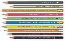 A row of coloured pencils, each printed with the title and author of Richard Sennett’s The Craftsman.
